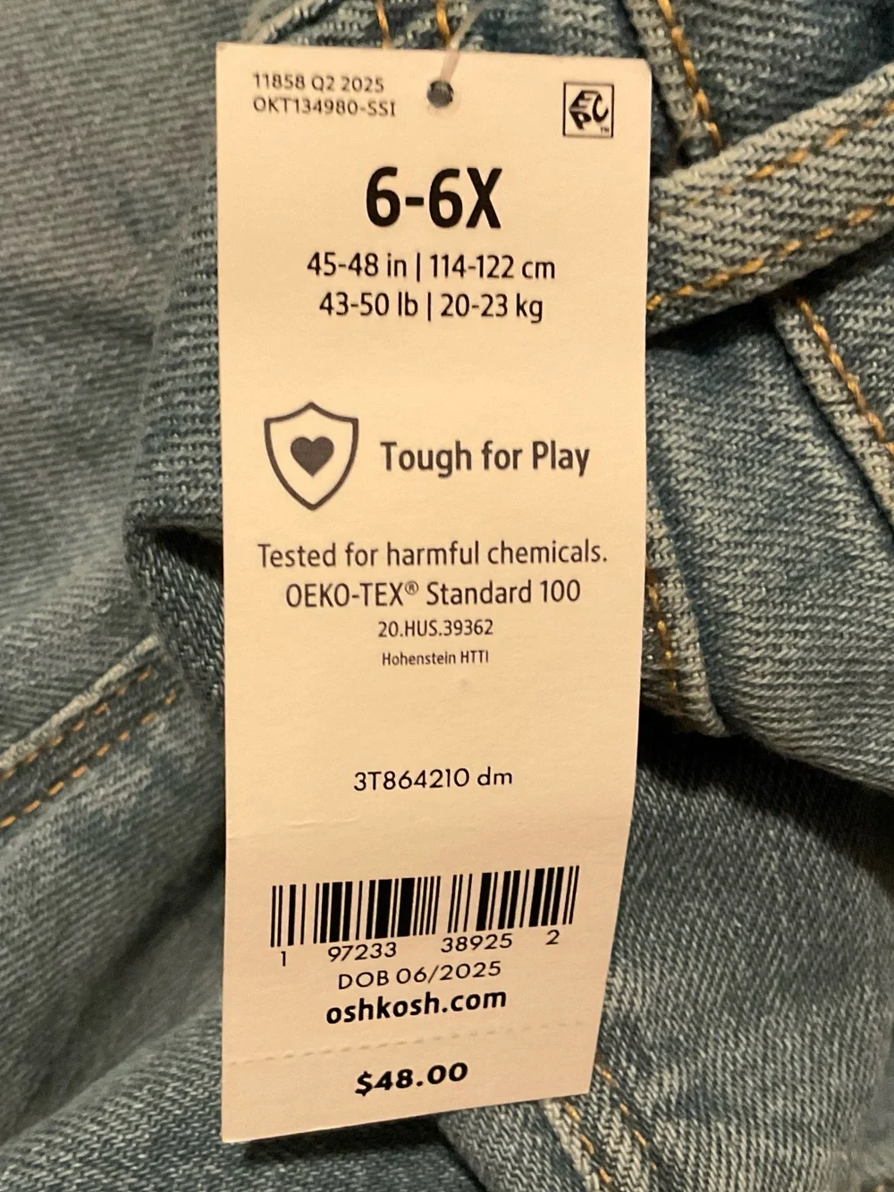 OshKosh B'gosh Light Blue Distressed Denim Overalls